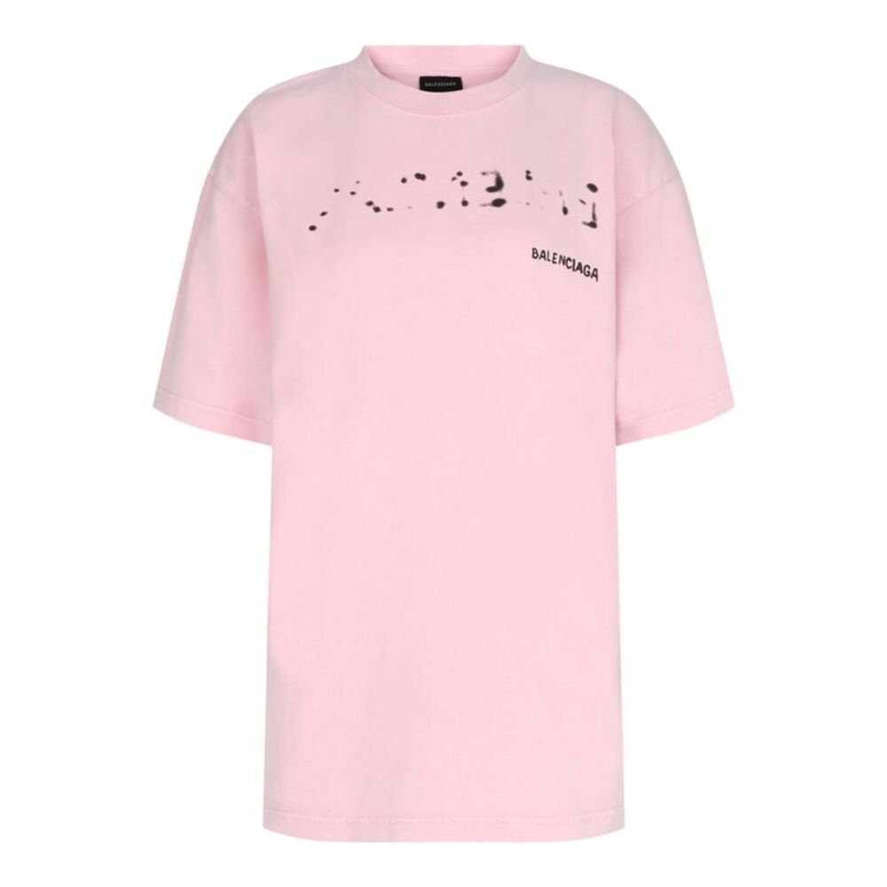 Balenciaga Oversized Hand Drawn T-Shirt Pink Womens